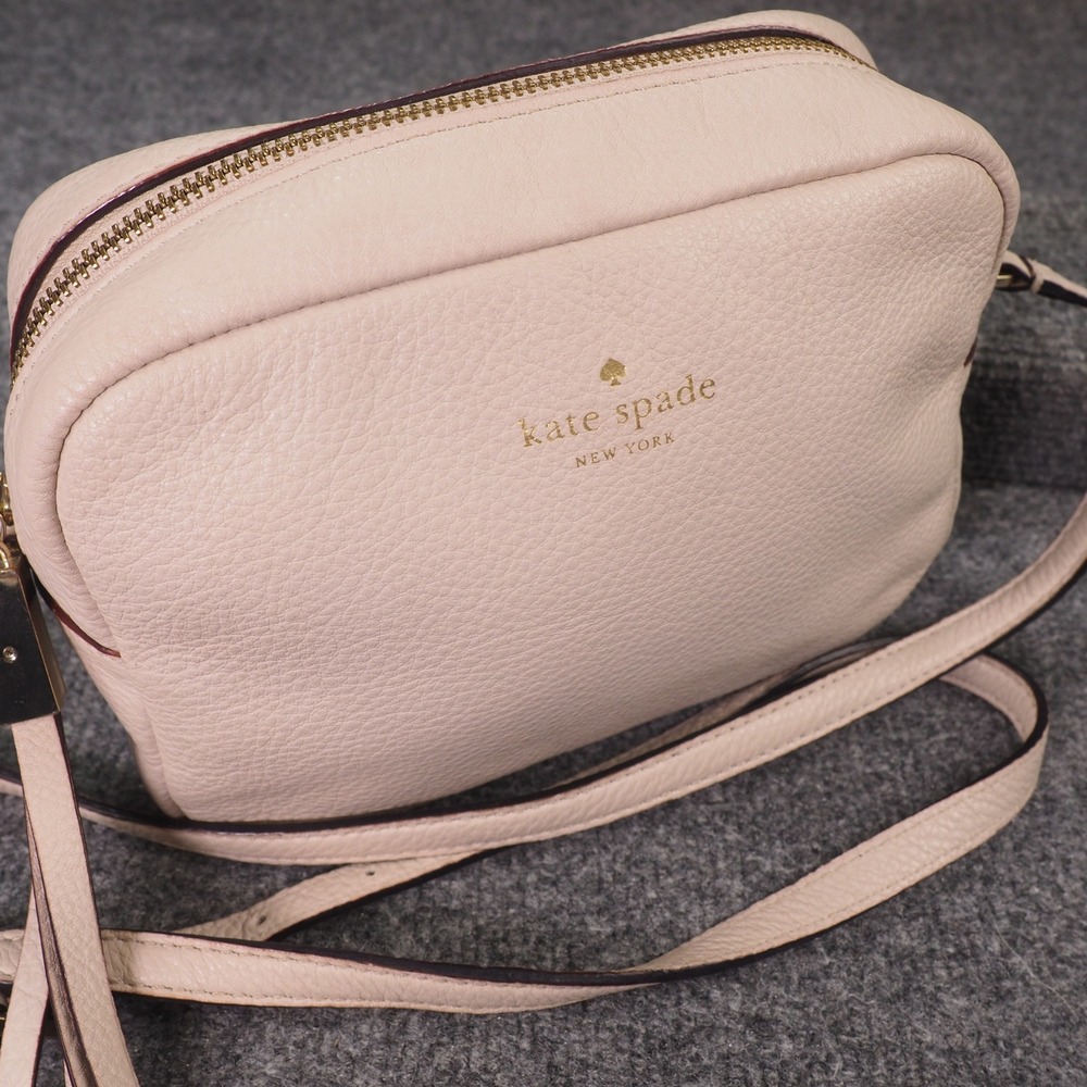 Kate Spade New York Crossbody Bag Pink Solid Leather Camera Purse Small Chic